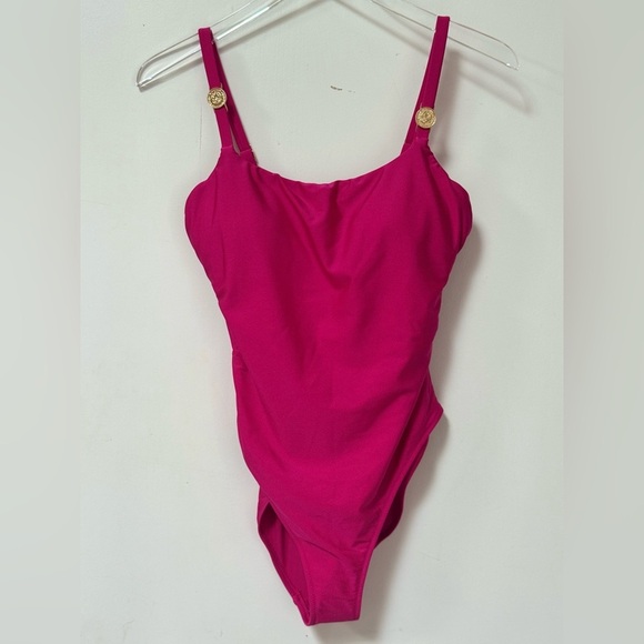 L’AGENCE Remi Shimmer One-PieceSwimsuit Fuchsia Pink - Picture 4 of 9